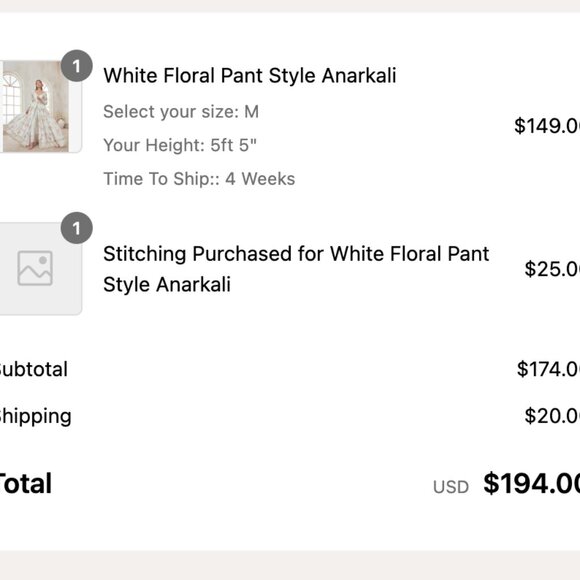 Brand New Lashkaraa White Floral Pant Style Anarkali - Picture 7 of 12